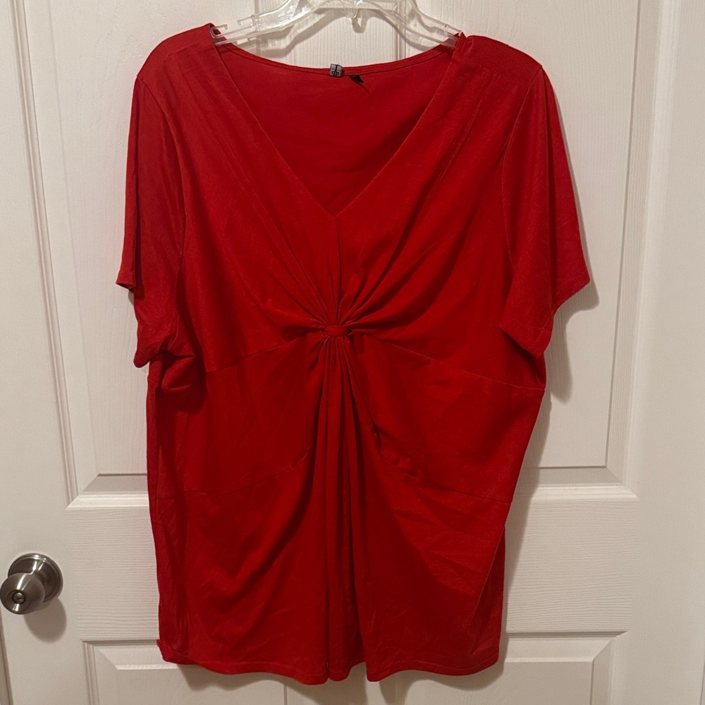 Chic Red V-Neck Women's Blouse